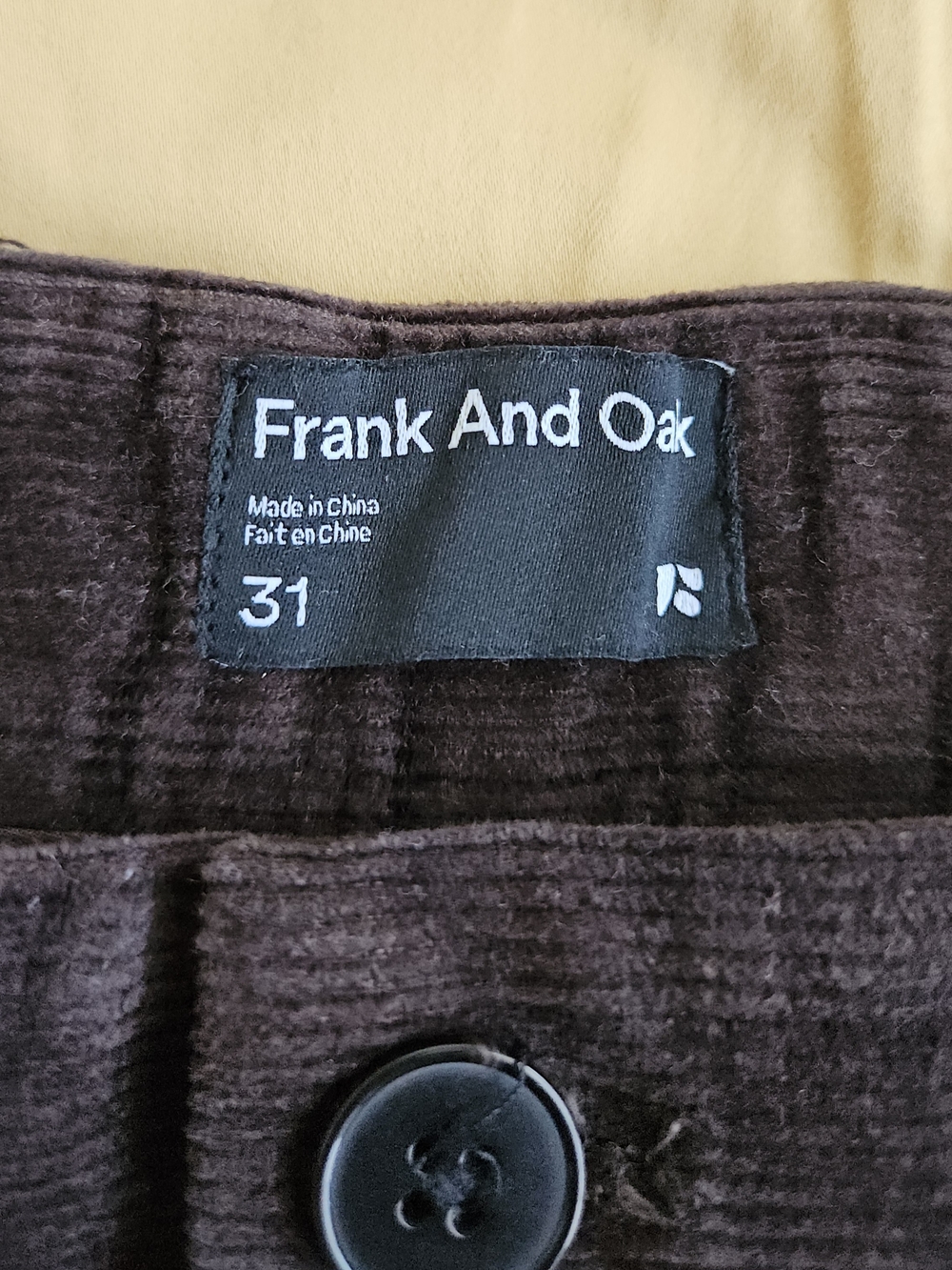 Frank & Oak Men's Corduroy Pants in Dark Brown - Picture 2 of 7